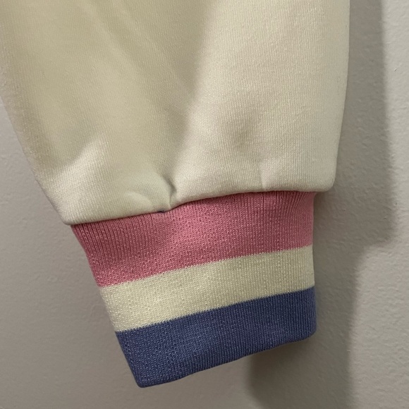 NWT Barbie Purple Crop Top Hoodie with Pink, White, Purple Stripe Cuffing - Picture 7 of 7